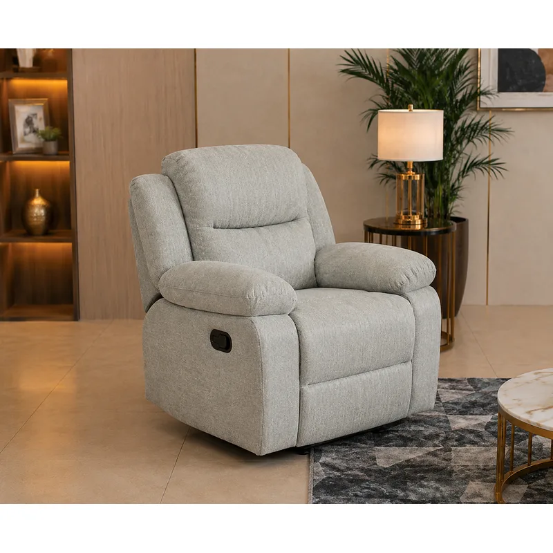 Comfortable Grey Fabric Recliner