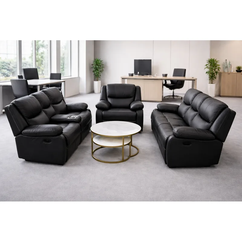 6- Seater Black  Recliner Living Room Set 