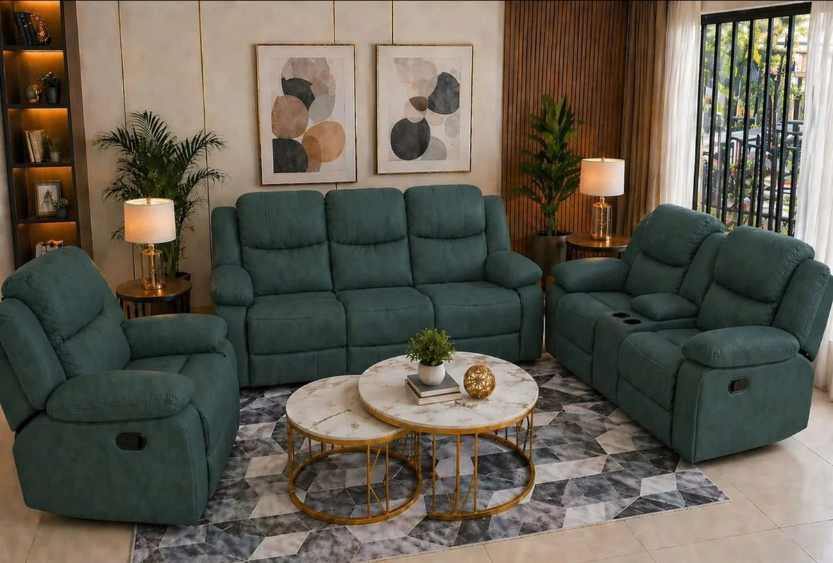 Teal Green Recliner Sofa Set